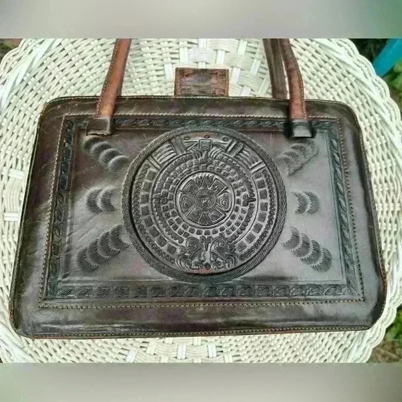 Vintage leather bag. Montabur. Hand made in Mexic. tooled leather. Matador. 3D - Picture 3 of 13